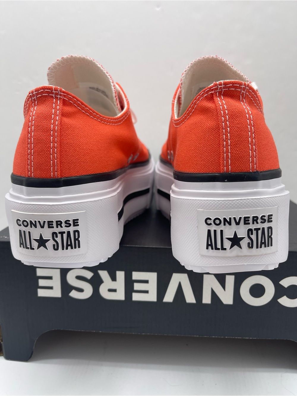 Converse WMNS CTAS LIFT DOUBLE STACK OX VERMILLION RED/WHITE Platform Sneakers - Picture 14 of 16
